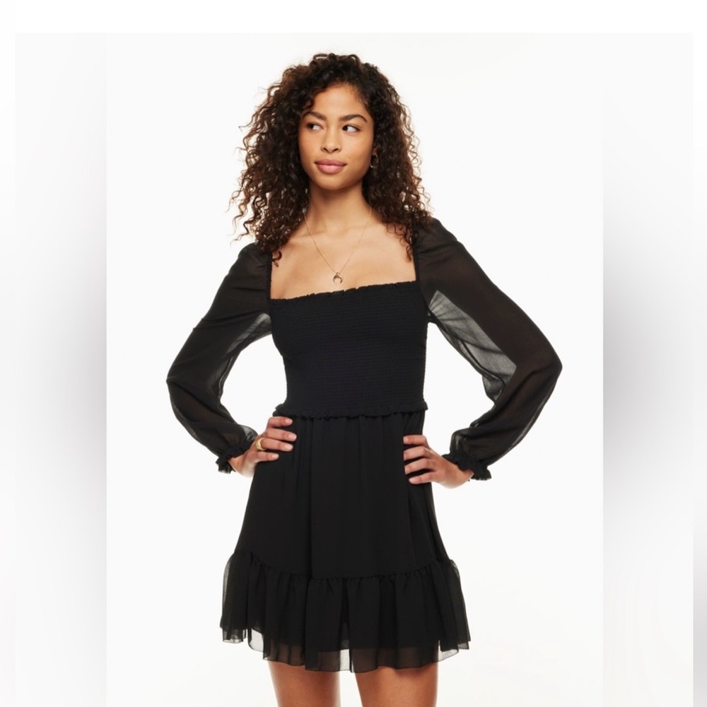 Aritzia Wilfred long sleeve black mini dress